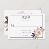 モモのピンクのラベンダーの紫色の野生の花RSVP 出欠カード (正面/裏面)