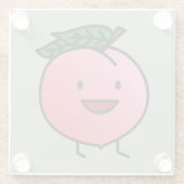 モモのピンクの幸せな微笑のデザインBro ガラスコースター (裏面)