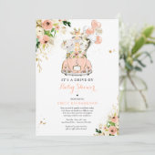 モモのフローラサファリ動物がベビーシャワーで運転 招待状 (スタンド正面)