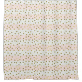 モモのホワイトゴールドのストライプな紙吹雪 シャワーカーテン (正面)