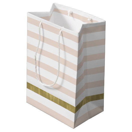 モモのホワイトゴールドは縞で飾ります ミディアムペーパーバッグ (裏面アングル)