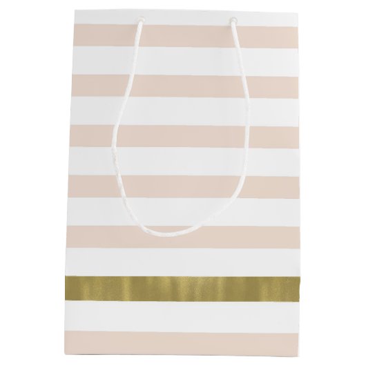 モモのホワイトゴールドは縞で飾ります ミディアムペーパーバッグ (裏面)