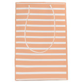 モモの毛と白ストライプ色 ミディアムペーパーバッグ (正面)