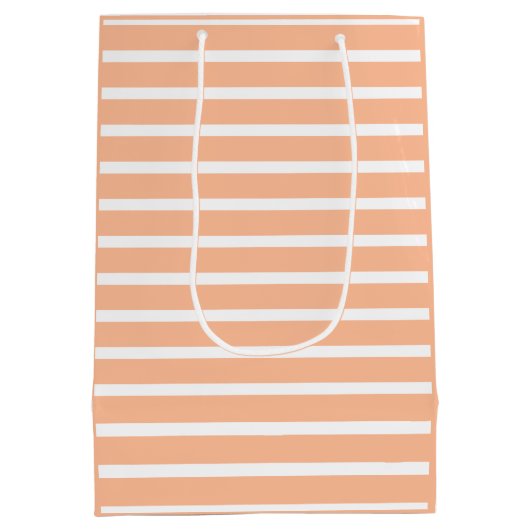 モモの毛と白ストライプ色 ミディアムペーパーバッグ (裏面)