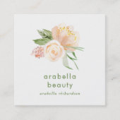 モモの水彩画の花柄|の会合媒体アイコン スクエア名刺 (正面)