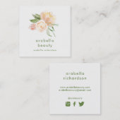 モモの水彩画の花柄|の会合媒体アイコン スクエア名刺 (正面/裏面)