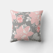 モモの灰色白の花の装飾的な枕 クッション (裏面)