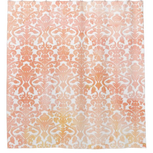 モモの珊瑚の水彩画のダマスク織のシャワー・カーテン シャワーカーテン (正面)