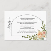 モモの珊瑚の花とアーチ結婚フローラ エンクロージャーカード (正面)