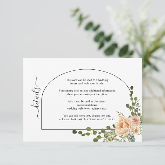 モモの珊瑚の花とアーチ結婚フローラ エンクロージャーカード (スタンド正面)