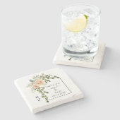 モモの珊瑚花アーチとモノグラム結婚ズ ストーンコースター (横)