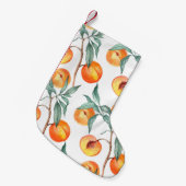 モモの生えたシームレスな水彩模様 スモールクリスマスストッキング (正面 (吊り時))