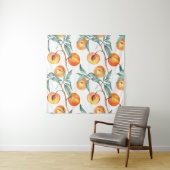 モモの生えたシームレスな水彩模様 タペストリー (インサイチュ)