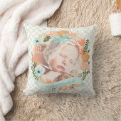 モモの真新しい子供部屋の花のリースの写真のカスタム クッション (ブランケット)