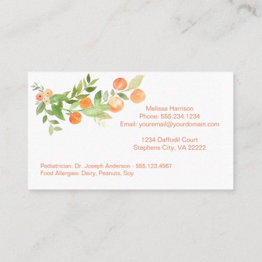 モモの緑の草木のお母さんのテレホンカードの列 名刺 (裏面)