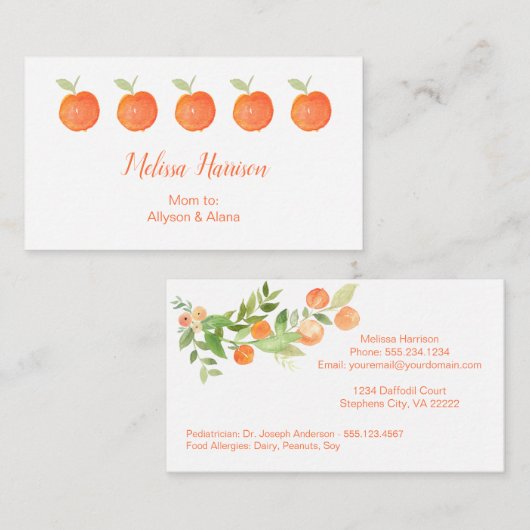 モモの緑の草木のお母さんのテレホンカードの列 名刺 (正面/裏面)