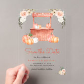 モモの花とカボチャのマーケットウェディング 結婚式のSave the Date アクリル招待状 (インサイチュ (ポータブル))