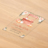 モモの花とカボチャのマーケットウェディング 結婚式のSave the Date アクリル招待状 (レイダウン)