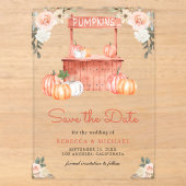 モモの花とカボチャのマーケットウェディング 結婚式のSave the Date アクリル招待状 (正面)