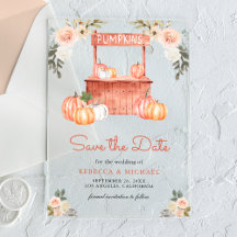 モモの花とカボチャのマーケットウェディング　結婚式のSave the Date