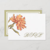 モモの花と芍薬の返信カード 出欠カード (正面/裏面)