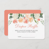 モモの花のおむつのラッフルの挿入物カード 出欠カード (正面/裏面)