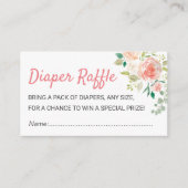 モモの花のシックなベビーシャワーのおむつのラッフルのチケット エンクロージャーカード (正面)