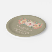 モモの花のバーラップのベビーシャワーのプレート ペーパープレート (アングル)