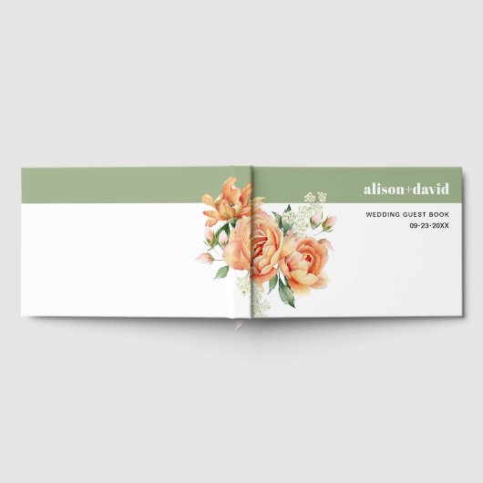 モモの花のフローラ結婚の枝 ゲストブック (全面)