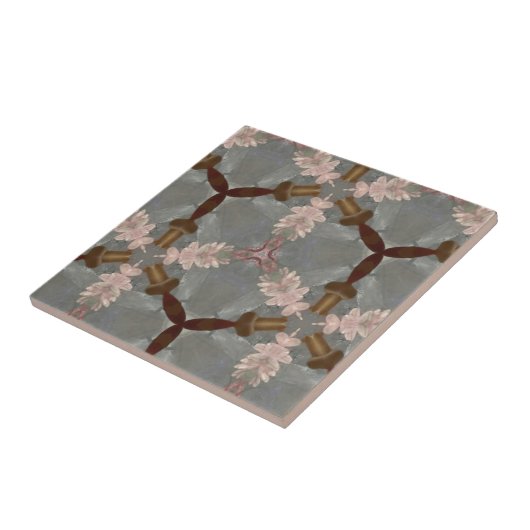 モモの花のブラウンのタケの抽象芸術のアジア人パターン タイル (側面)