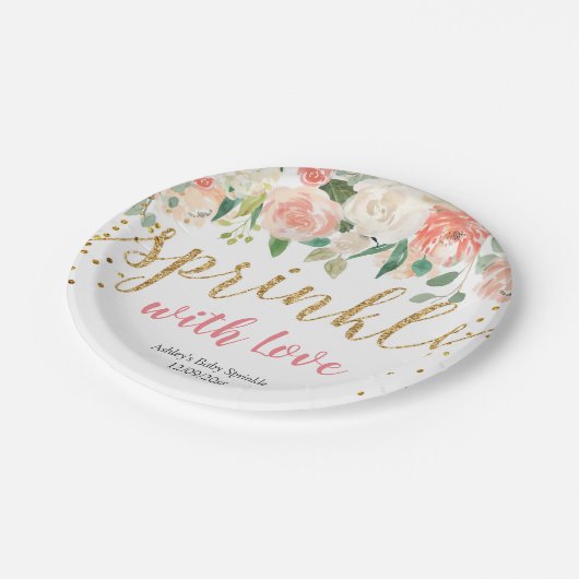 モモの花のベビーはペーパーパーティーのプレートを振りかけます ペーパープレート (アングル)