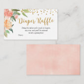 モモの花のベビーシャワーのおむつのラッフル エンクロージャーカード (正面/裏面)