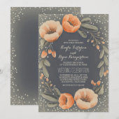 モモの花のリースのベビーの呼吸ヴィンテージの結婚 招待状 (正面/裏面)