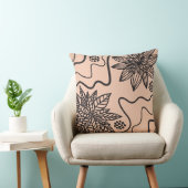 モモの花の黒いデザインのレトロの装飾用クッション クッション (椅子)