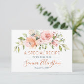 モモの花柄及び緑の草木のブライダルシャワーのレシピ エンクロージャーカード (スタンド正面)