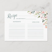 モモの花柄及び緑の草木のブライダルシャワーのレシピ エンクロージャーカード (裏面)