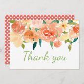 モモの花模様|のベビーシャワーは感謝していしています サンキューカード (正面/裏面)