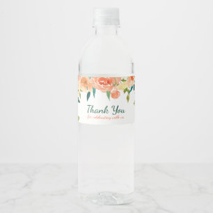 モモの花模様 のベビーシャワーは感謝していしています ペットボトルラベル