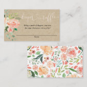 モモの赤面の女の子のベビーシャワーのおむつのラッフルカード エンクロージャーカード (正面/裏面)