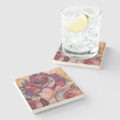 モモの赤面はパステル調のアクセントと上がりました ストーンコースター (横)