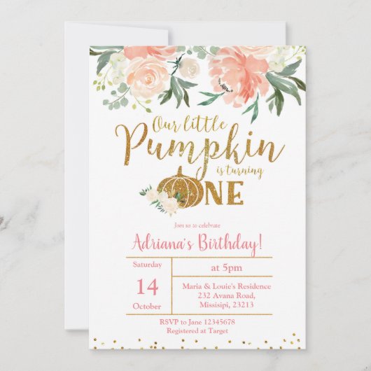 モモは私達の小さいカボチャ1匹の招待状を回しています 招待状 (正面)