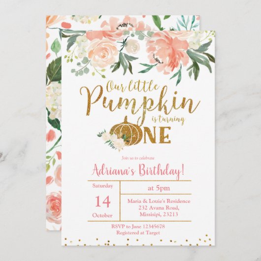 モモは私達の小さいカボチャ1匹の招待状を回しています 招待状 (正面/裏面)