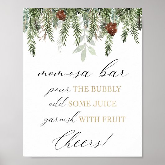 モモクサバーバブリー赤ちゃんシャワーのサインを注ぐ ポスター (正面)