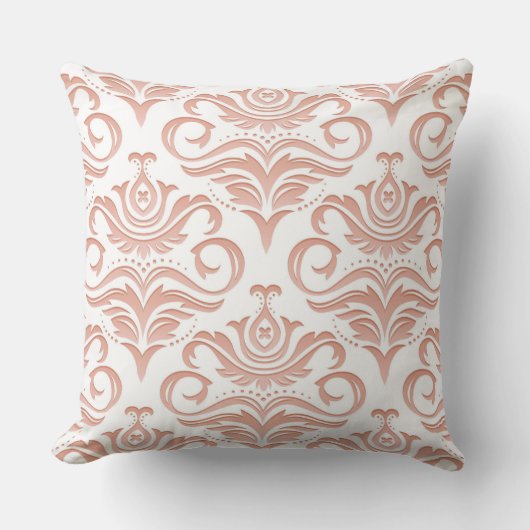 モモクリームダマスク織の装飾的な枕 クッション (正面)