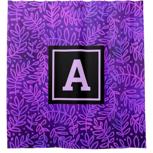 モモグラデーションラ紫はっきりしたモダン葉 シャワーカーテン (正面)