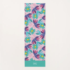 モモグラムフローラかわいらしグリーンピンクフェミニンヨガ ヨガマット