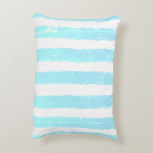 モモグラムブルーウォーター色の幾何学的ストライプ アクセントクッション (裏面(縦))