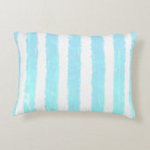 モモグラムブルーウォーター色の幾何学的ストライプ アクセントクッション (裏面)