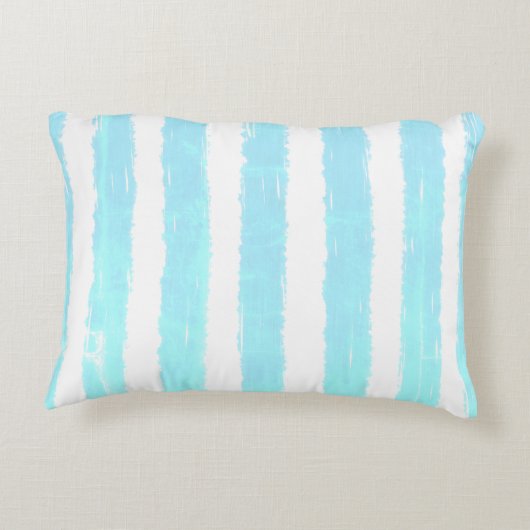 モモグラムブルーウォーター色の幾何学的ストライプ アクセントクッション (裏面)