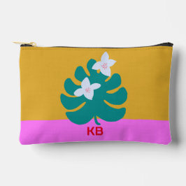 モモグラムモダンカラフル黄フローラ アクセサリーポーチ